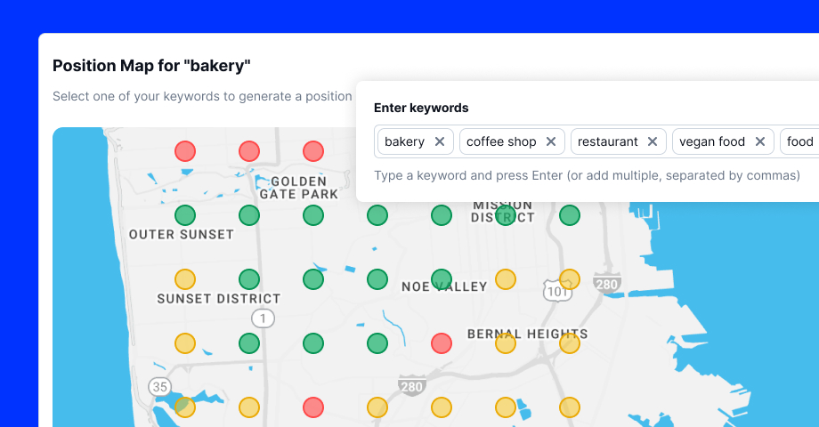 Local SEO heatmap for analyzing local competition