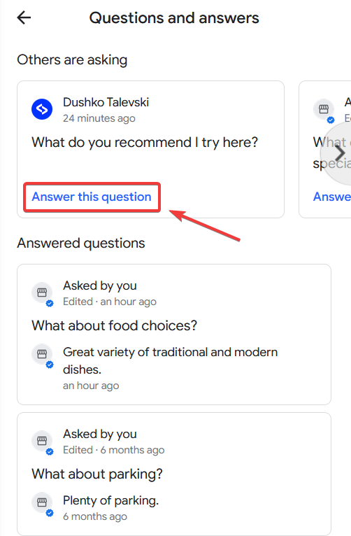 answering a google question via google maps