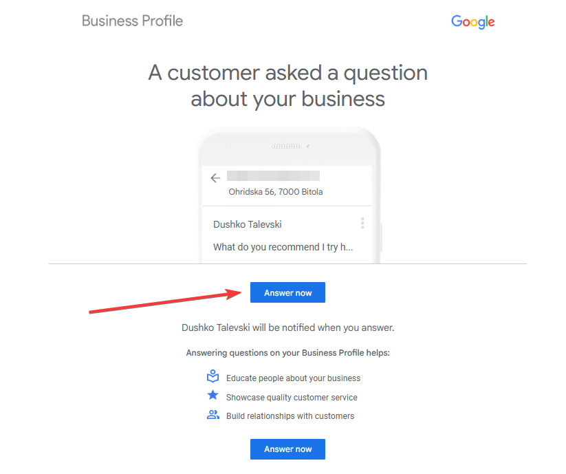 answering a google question via email