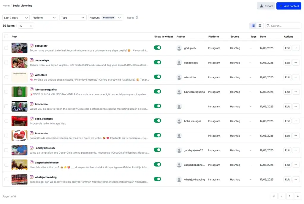 embedsocial cocacola hashtag tracking example
