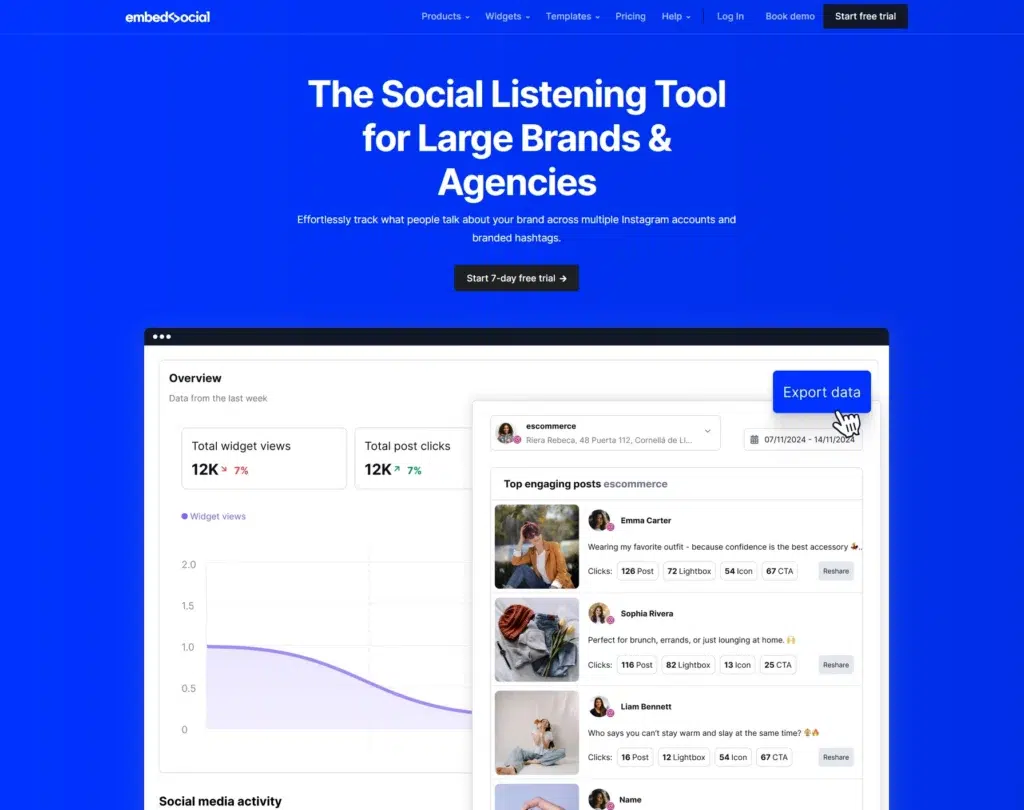 embedsocial social listening landing page