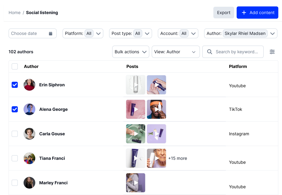 Find influencers and creators