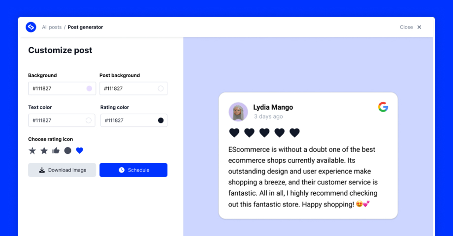 Google reviews social media publishing