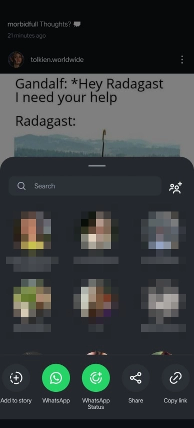post sharing options on instagram