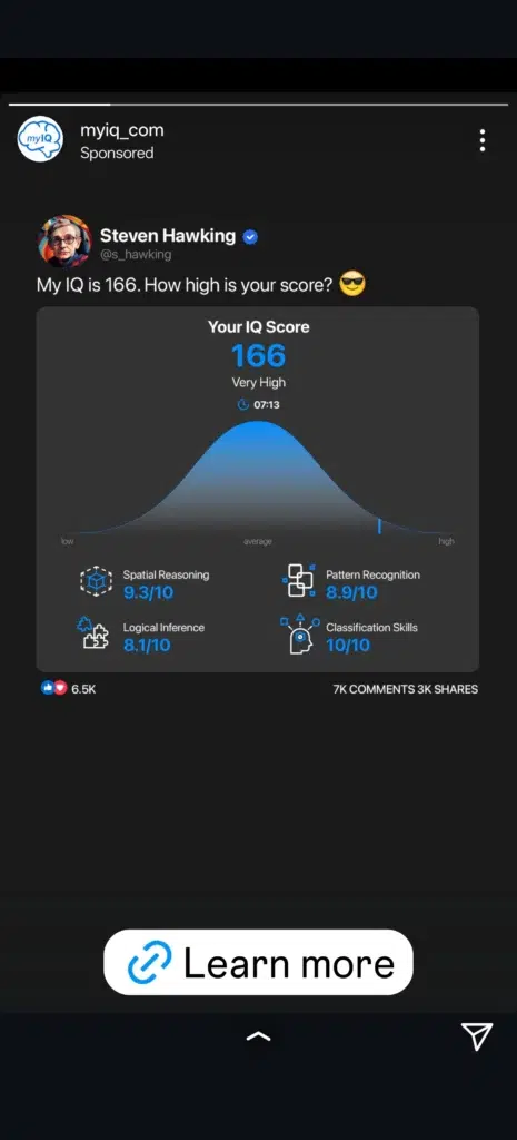 instagram story lead generation example