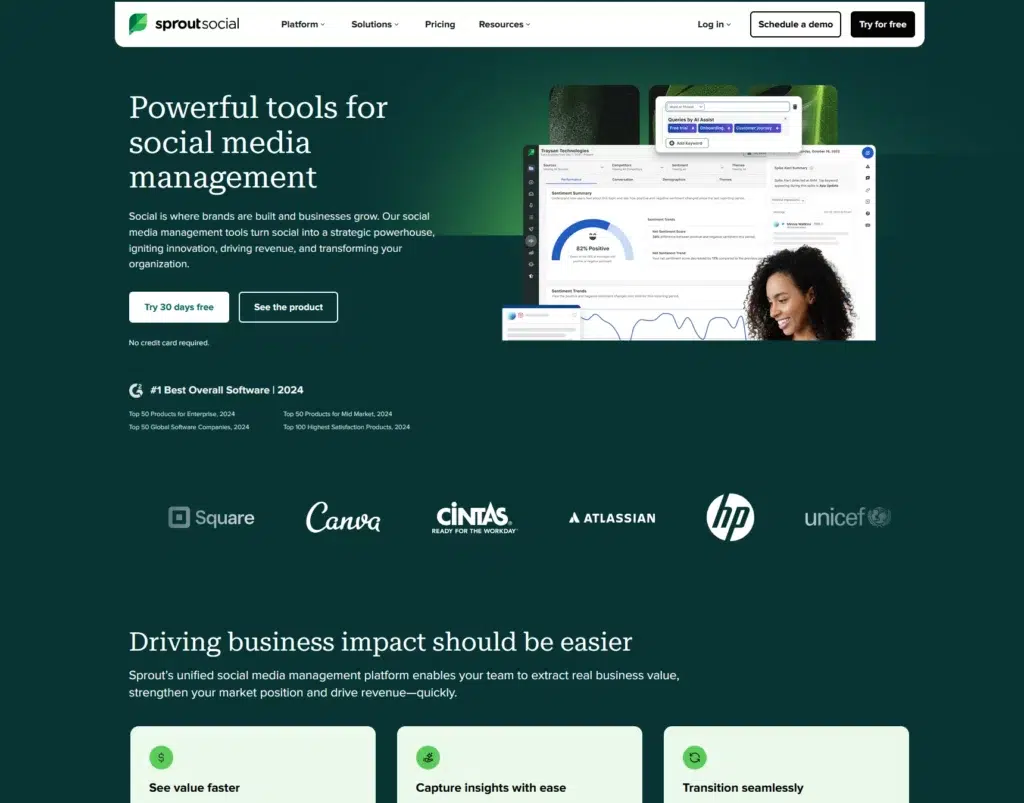 sprout social landing page