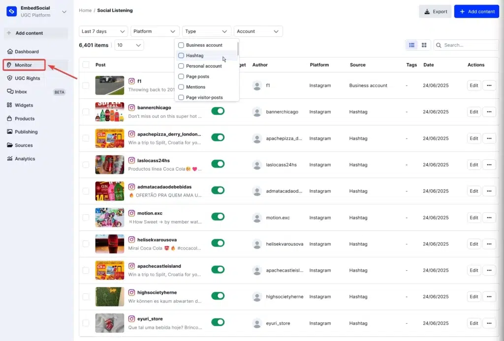 monitoring your social media content in embedsocial