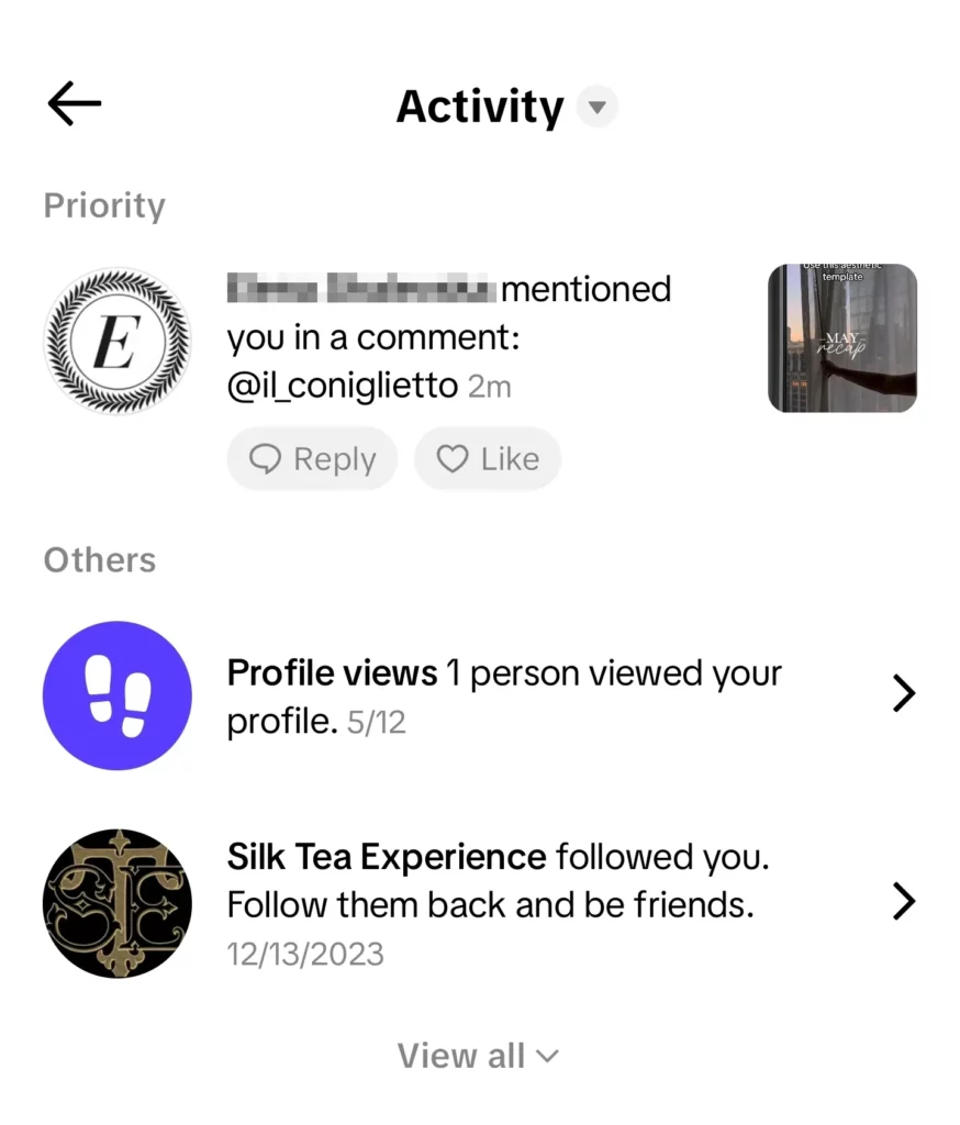 tiktok mention notification