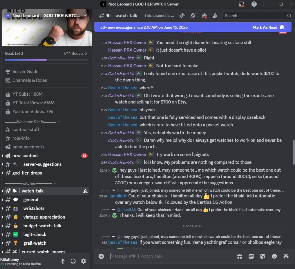 discord server about wristwatches