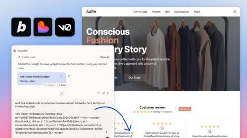 Embed google reviews widget in Lovable and bolt and v0