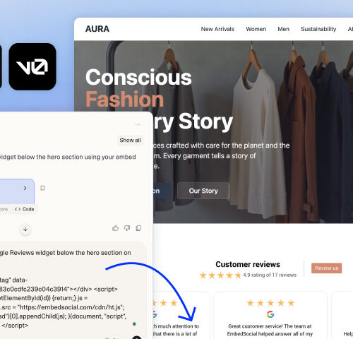 Embed google reviews widget in Lovable and bolt and v0