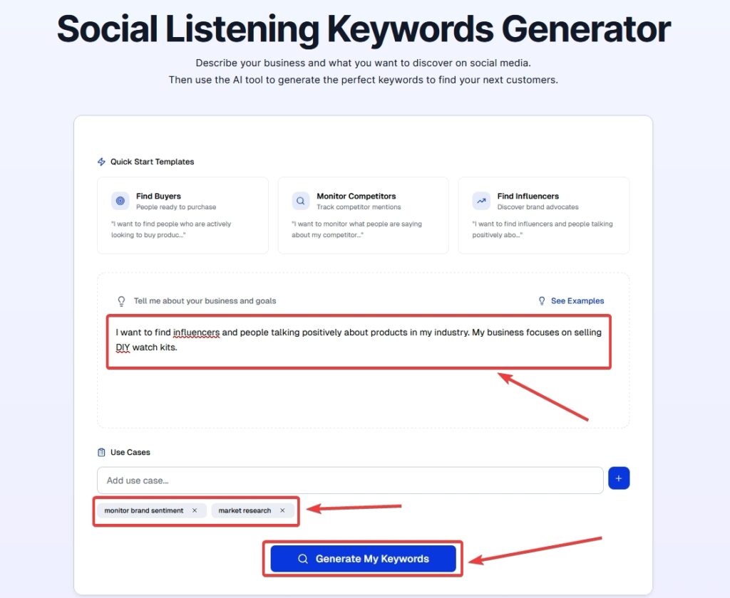 using the embedsocial keywords generator