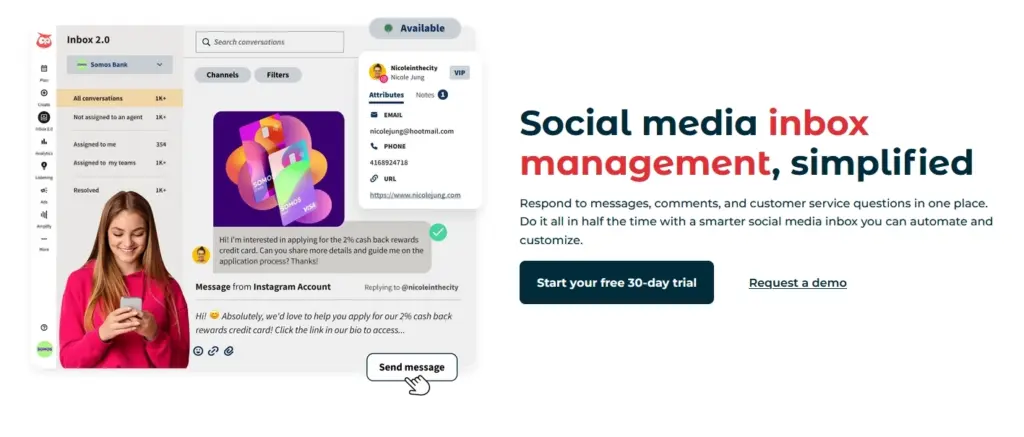 hootsuite social media inbox landing page