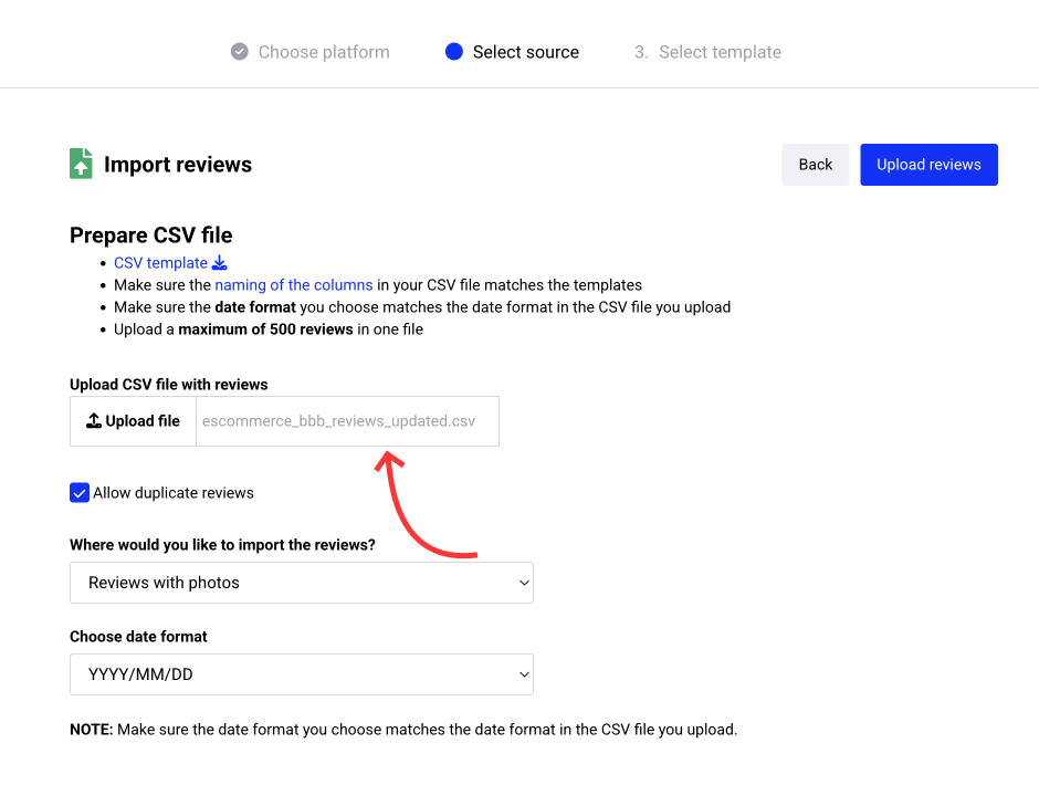 Import reviews in EmbedSocial