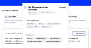 Keyword generator tool for social listening