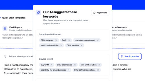 Keyword generator tool for social listening