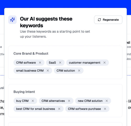 Keyword generator tool for social listening