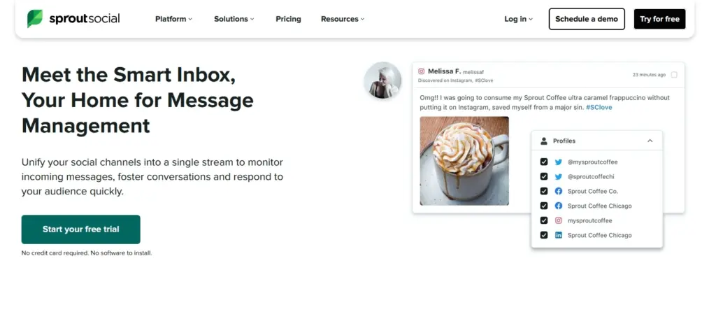 sprout social smart inbox landing page