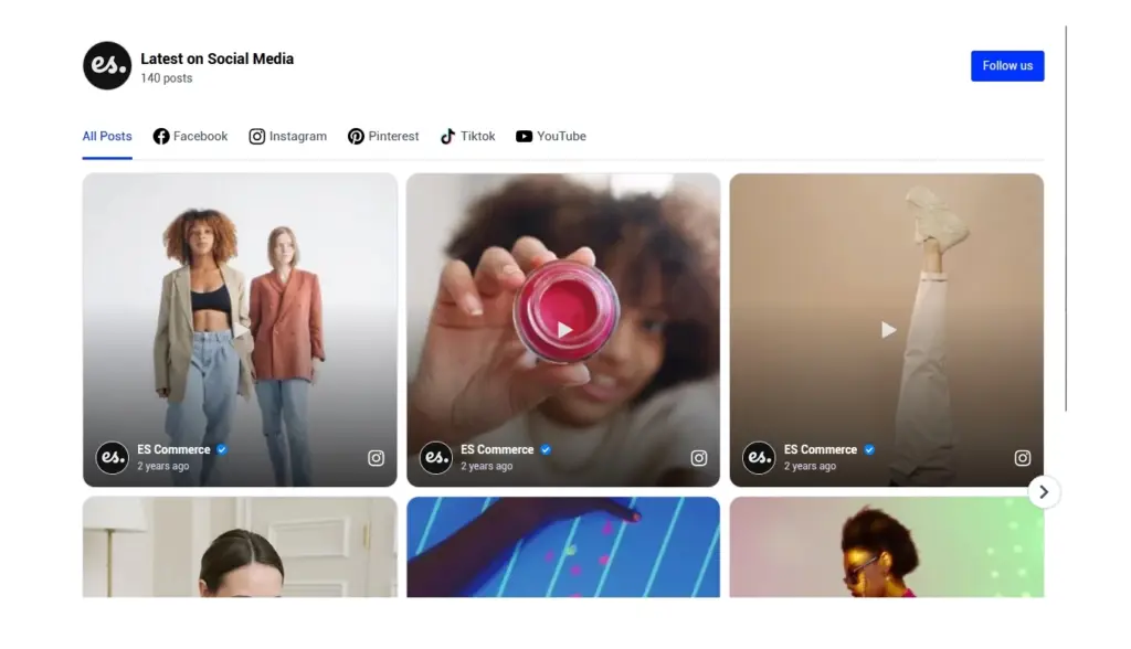 Social Media Feed Two Row Slider with Filter