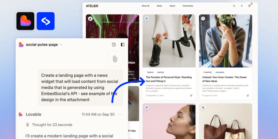 embed social media feed from EmbedSocial API to Lovable and design your own widget