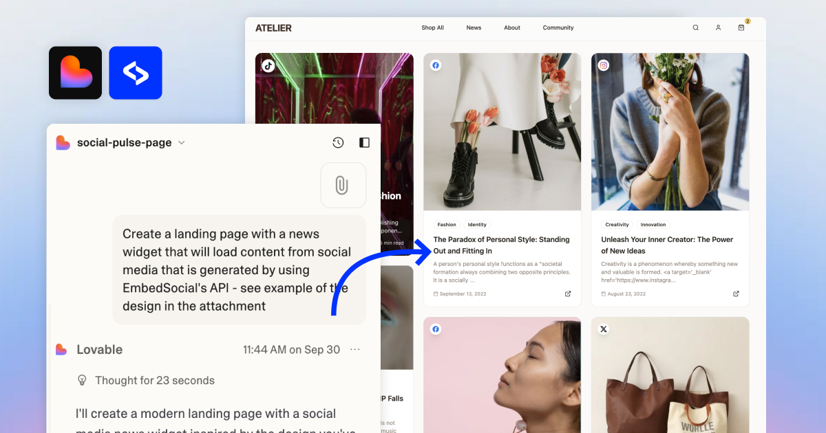 embed social media feed from EmbedSocial API to Lovable and design your own widget