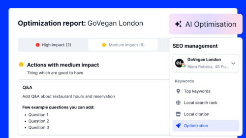 Generate optimisation report to improve SEO of Google business profiles