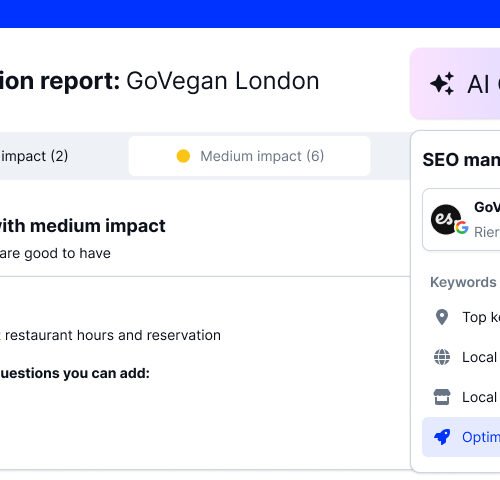 Generate optimisation report to improve SEO of Google business profiles