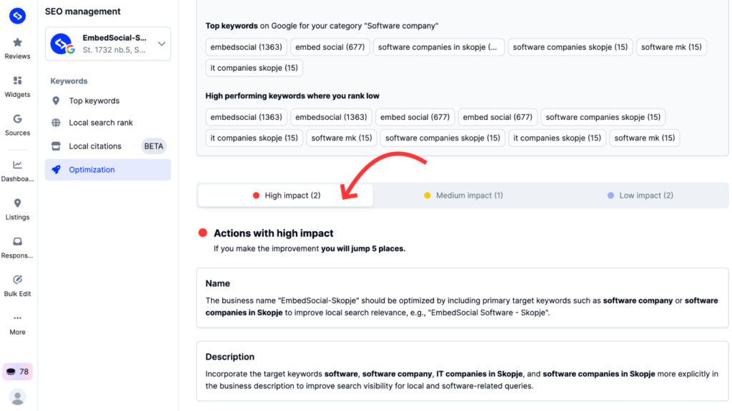High impact GBP changes for better SEO generated with AI optimization report 