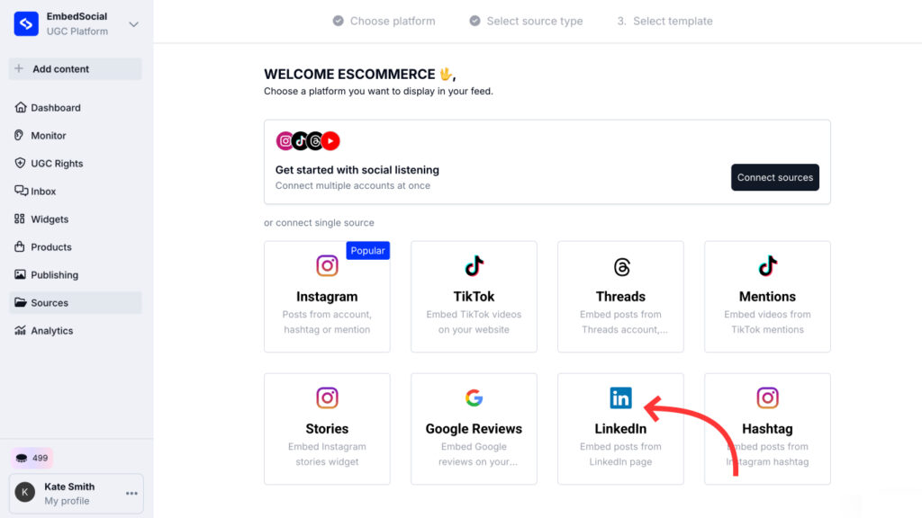 step to star generating content form LinkedIn own page and get the comments from the posts