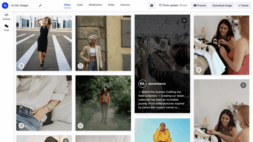 Example of social media widget generated with AI