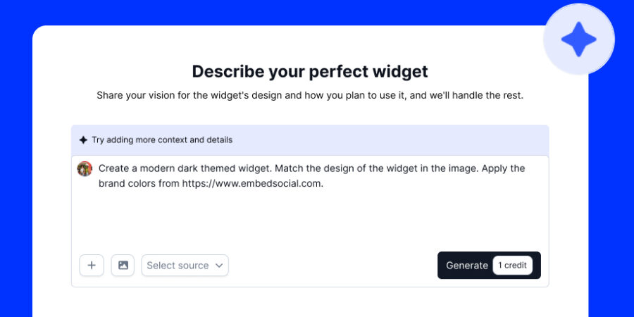 Ai generator for UGC widgets