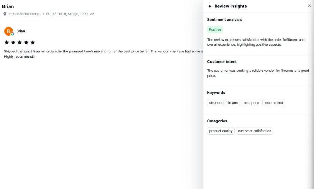 embedsocial ai review insights