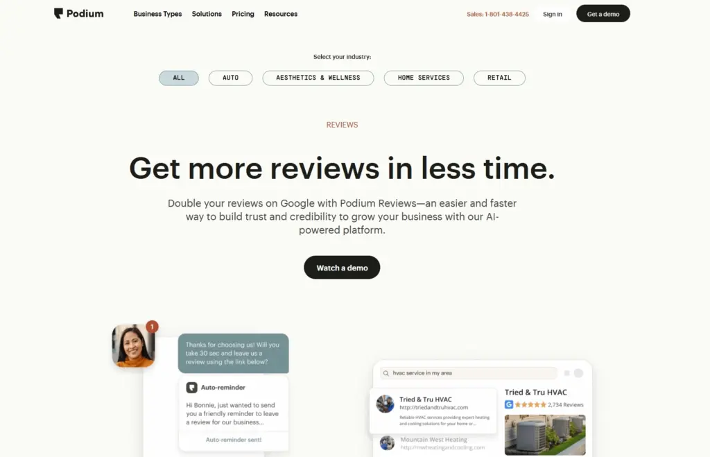 podium landing page