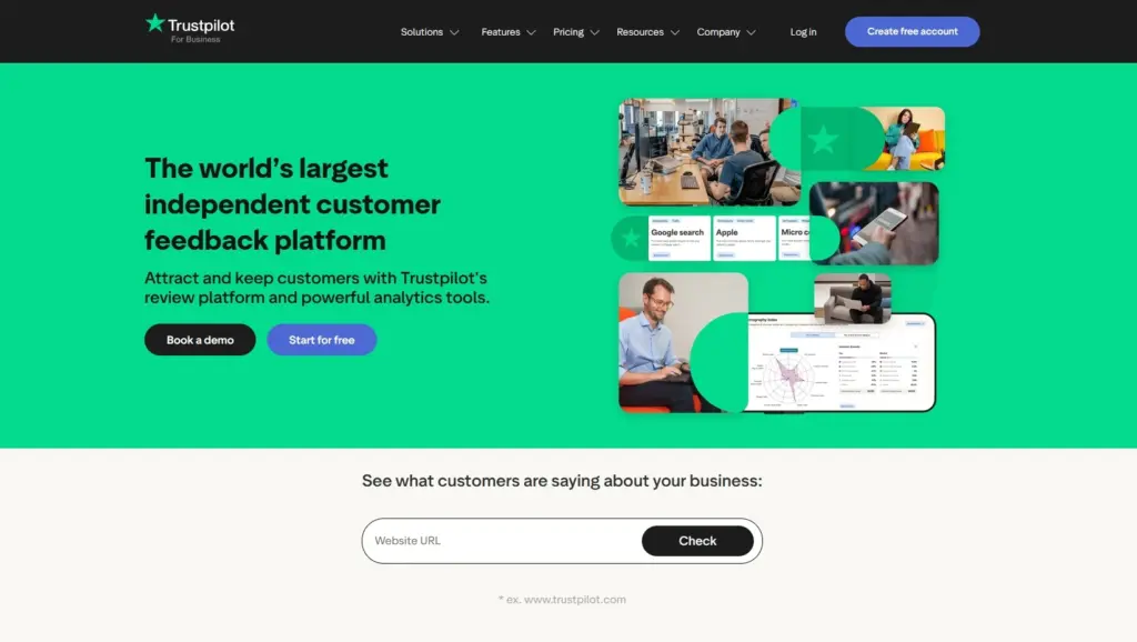 trustpilot landing page