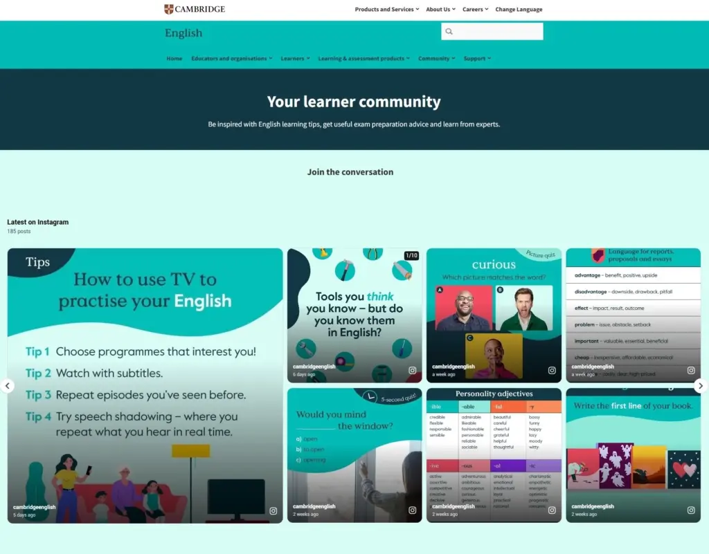 cambridge university instagram wall example