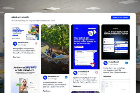 LinkedIn widget with Google and Instagram posts