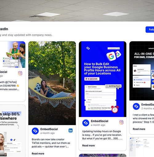 LinkedIn widget with Google and Instagram posts