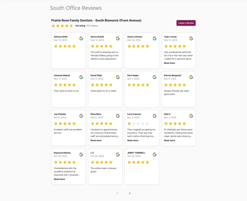 prairie rose google review wall