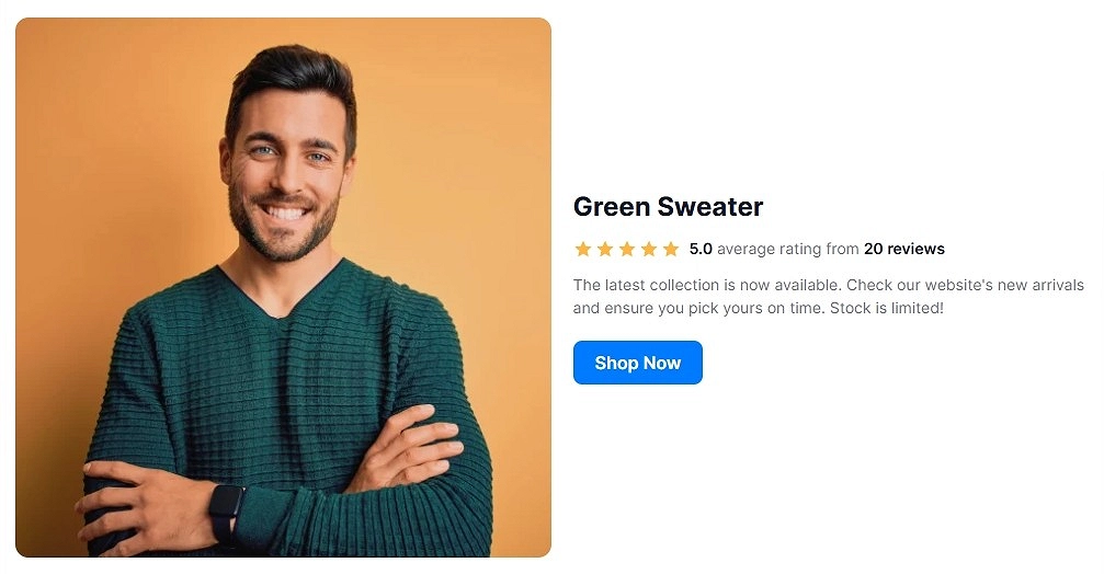 E-commerce purchase CTA section example