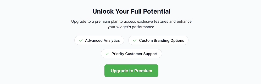 Feature upgrade CTA section example