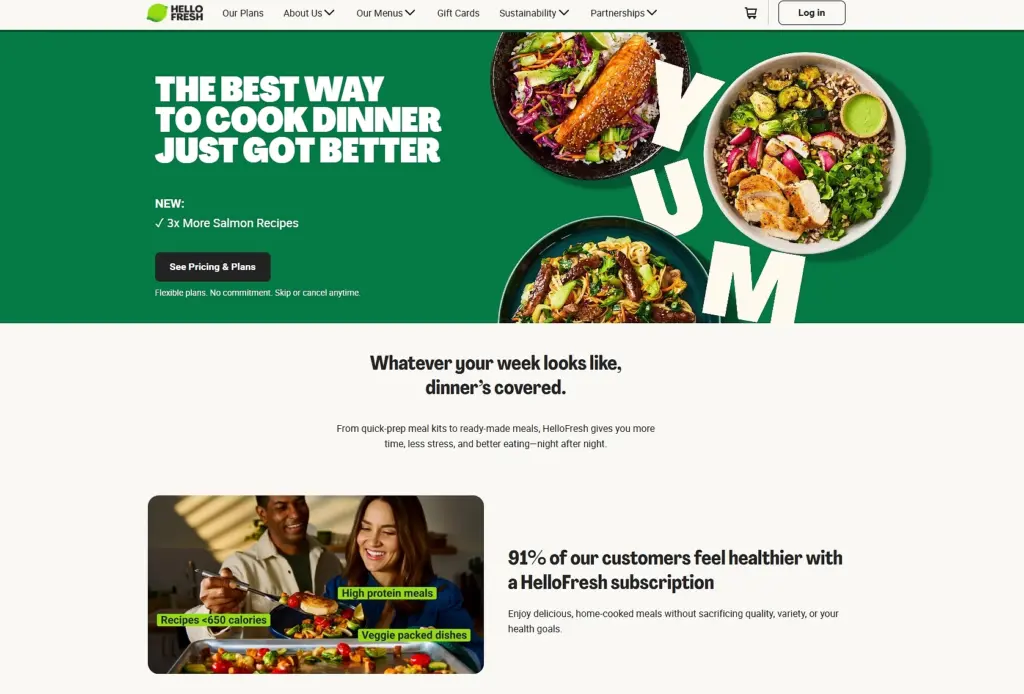 HelloFresh landing page