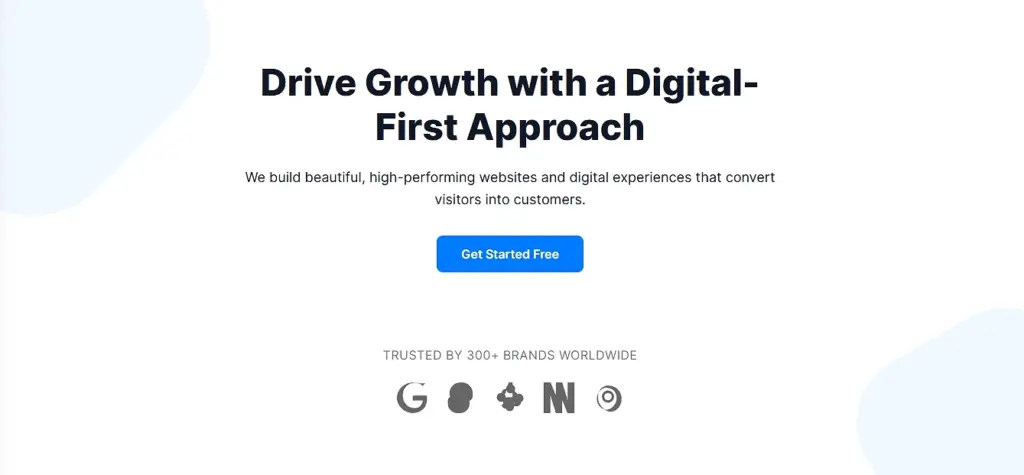 agency hero section with logo bar example