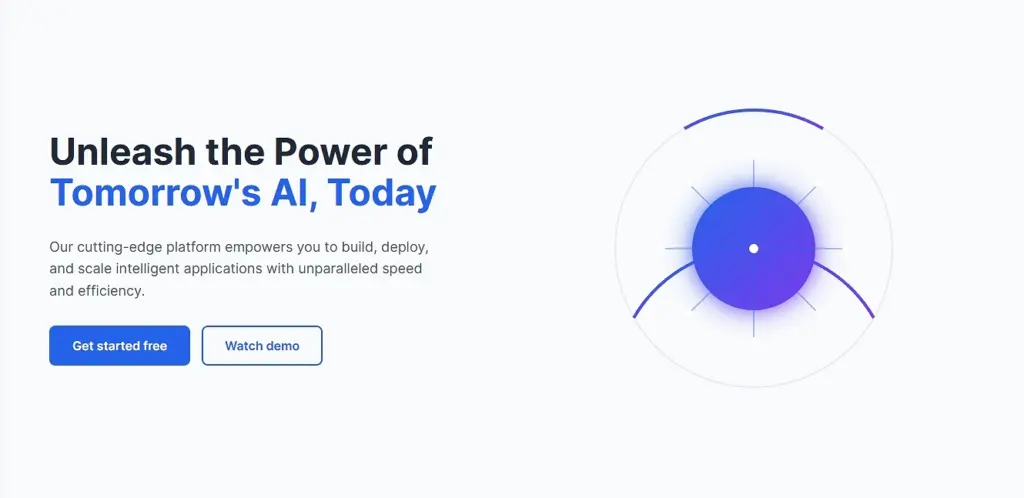 ai startup hero section example