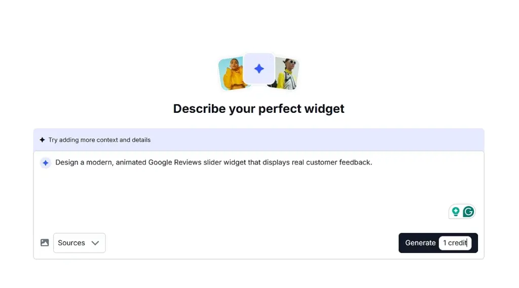 embedsocial ai ugc widget generation prompt box