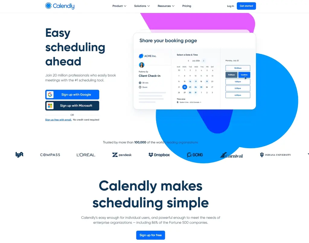 calendly landing page
