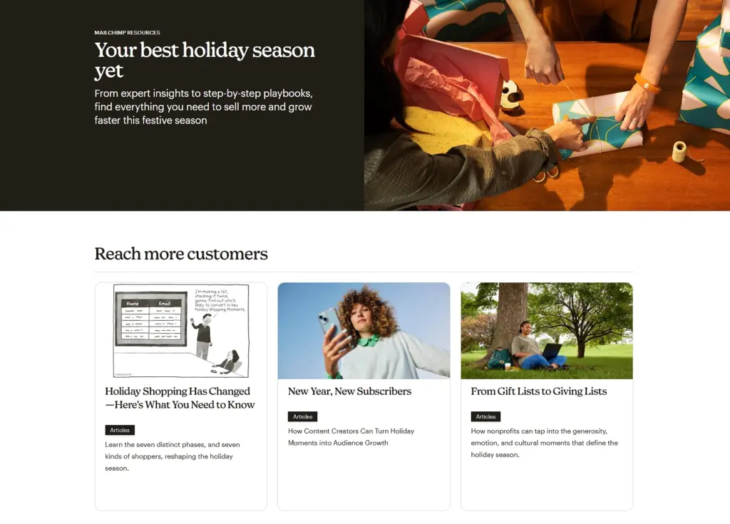 mailchip resource landing page