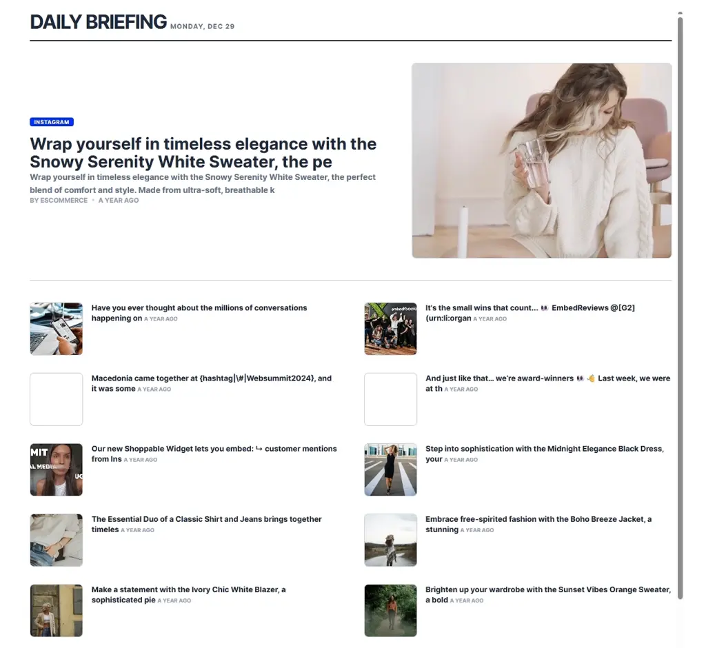social news section template