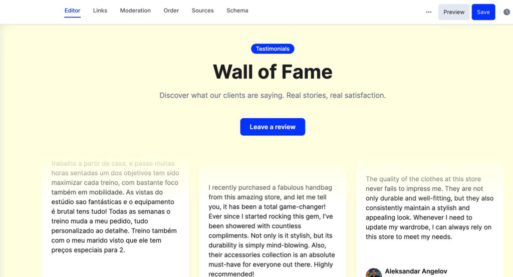 Add google reviews leave a review button