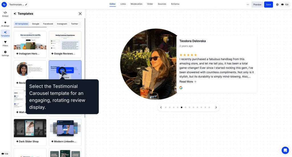Browsing alternative widget layouts.