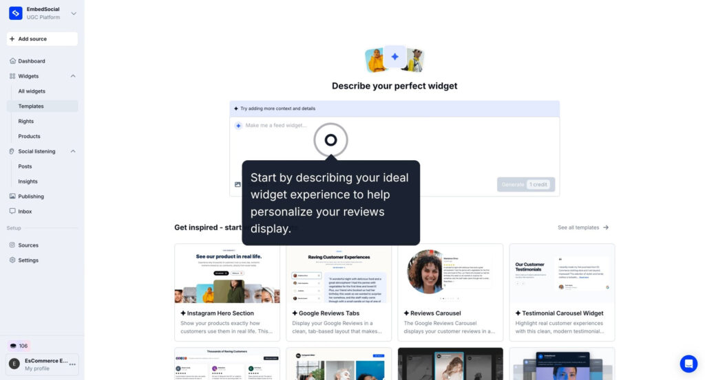 AI prompt to generate google reviews widget